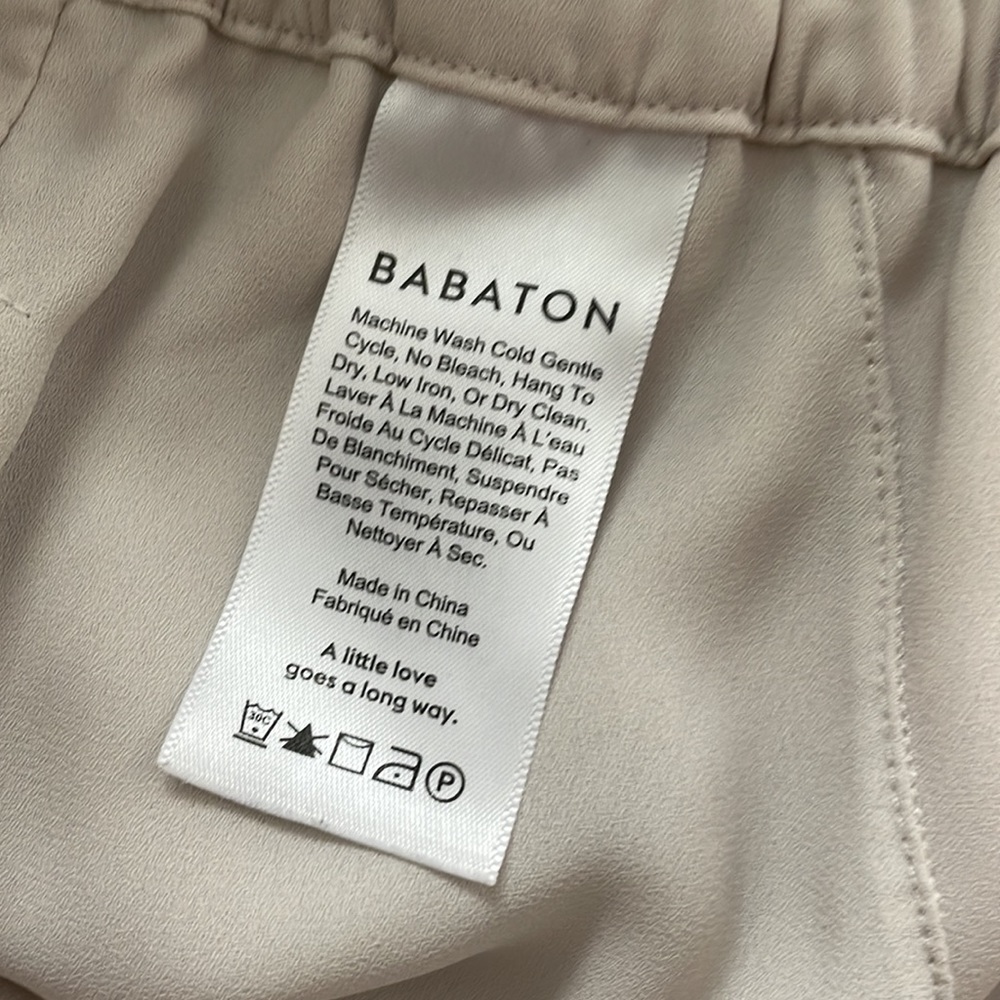 Aritzia Babaton Luiz High Rise Stretch Tie Waist Wide Leg Culotte Matte Pearl XL - Picture 5 of 9